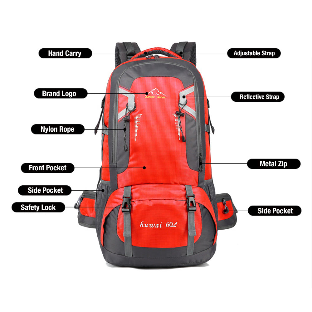 Camping Backpack Waterproof 40L - Red