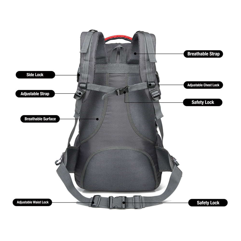 Camping Backpack Waterproof 60L - Black
