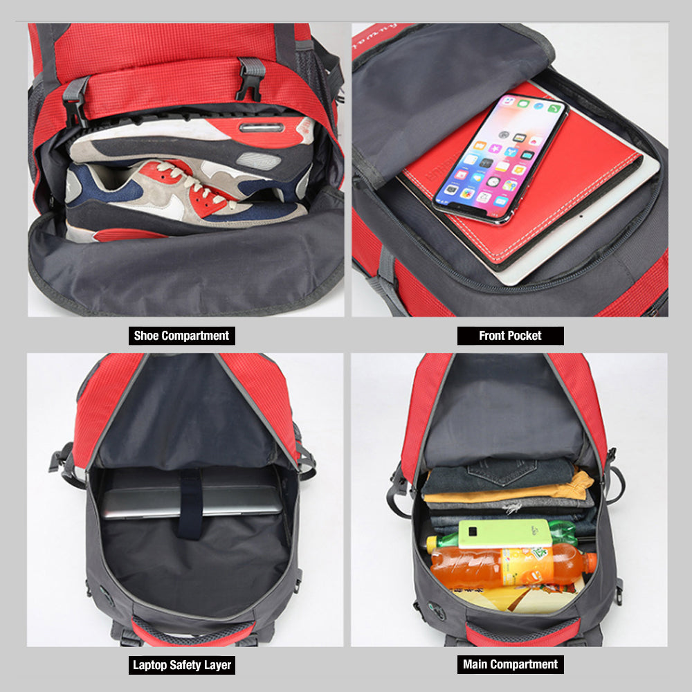 Camping Backpack Waterproof 60L - Black