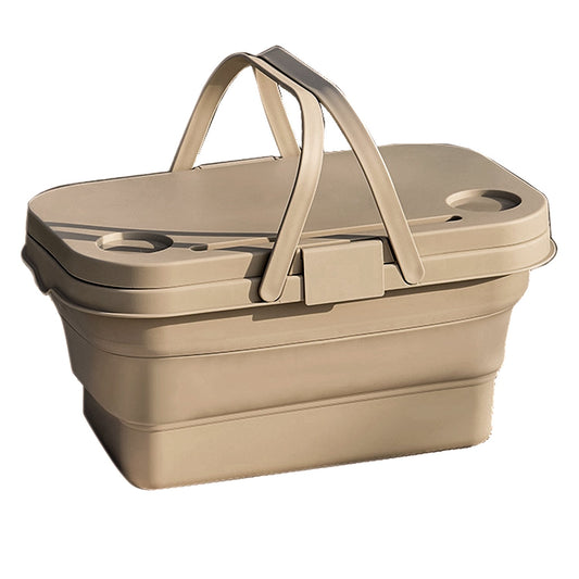 3 In 1 Folding Camping Storage Picnic Basket - Beige