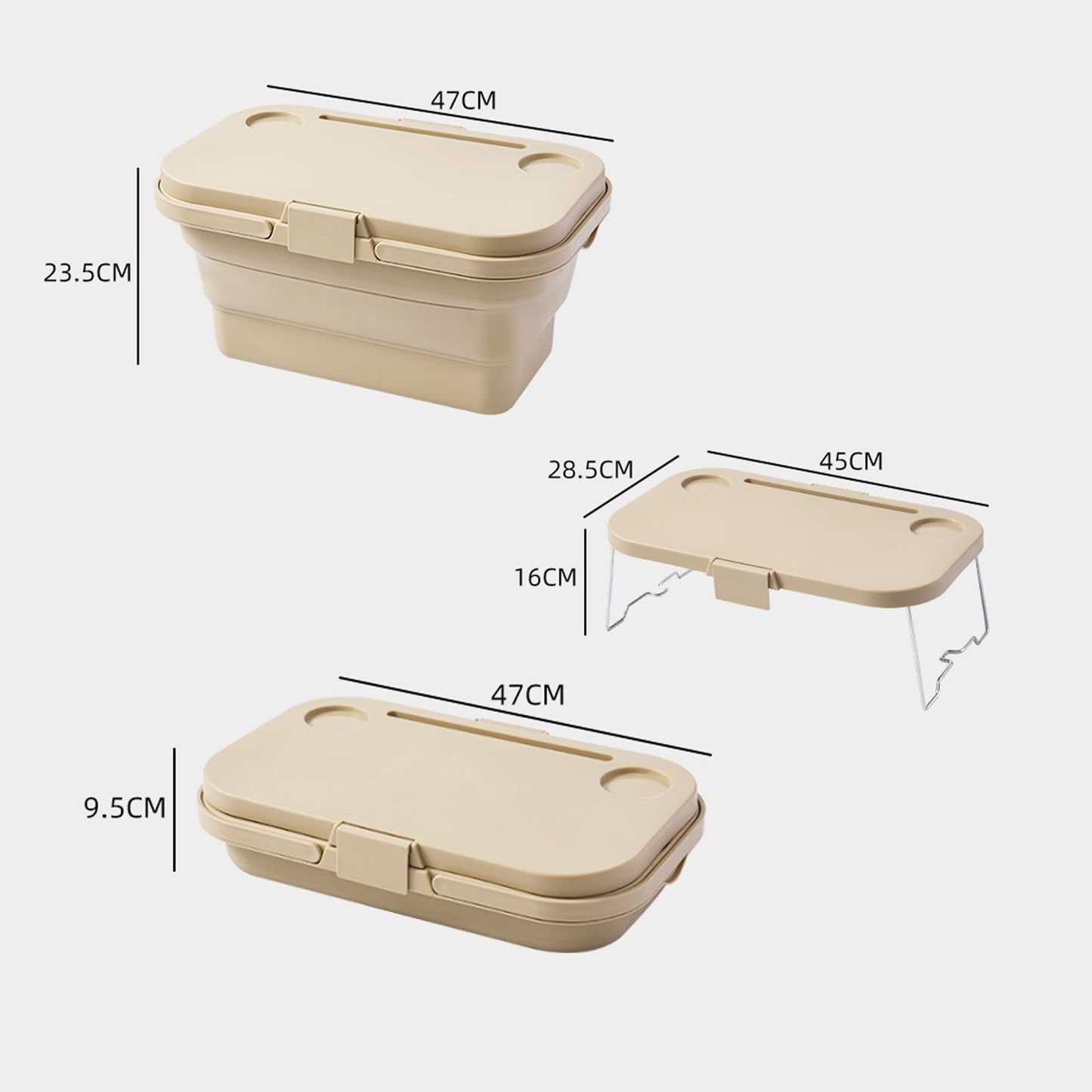 3 In 1 Folding Camping Storage Picnic Basket - Beige