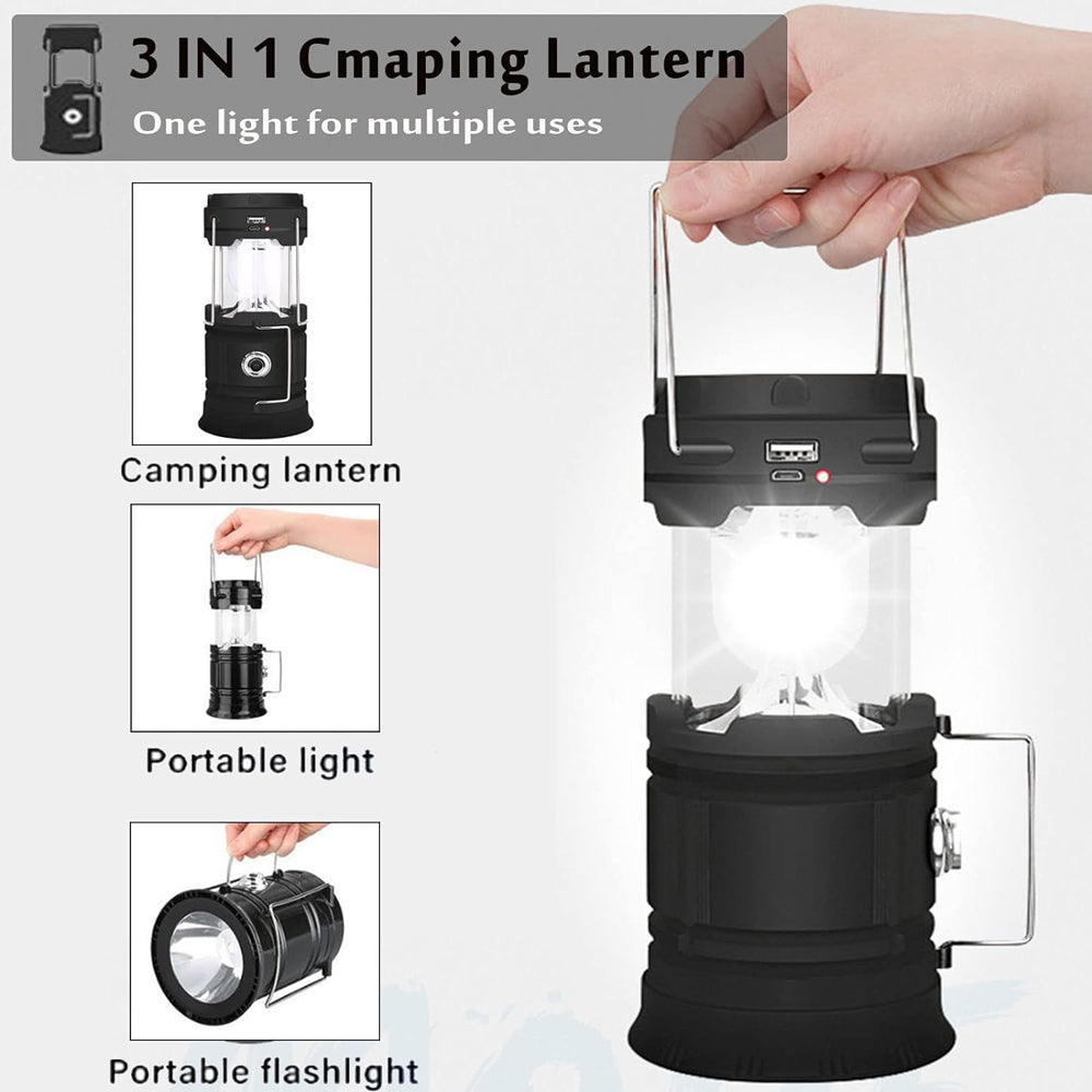 LED Camping Lamp set - Solar Powered Rechargeable Lantern