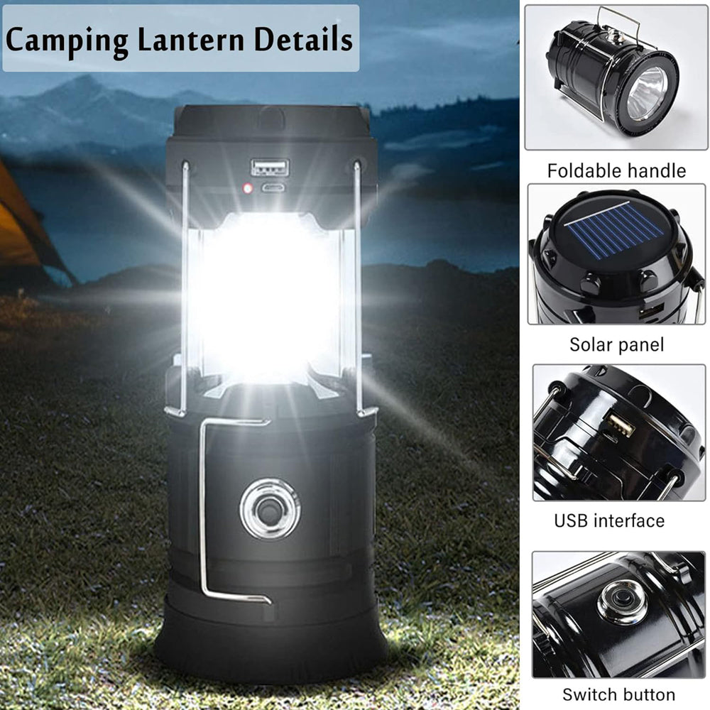 LED Camping Lamp set - Solar Powered Rechargeable Lantern