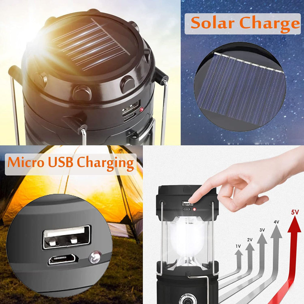 LED Camping Lamp set - Solar Powered Rechargeable Lantern