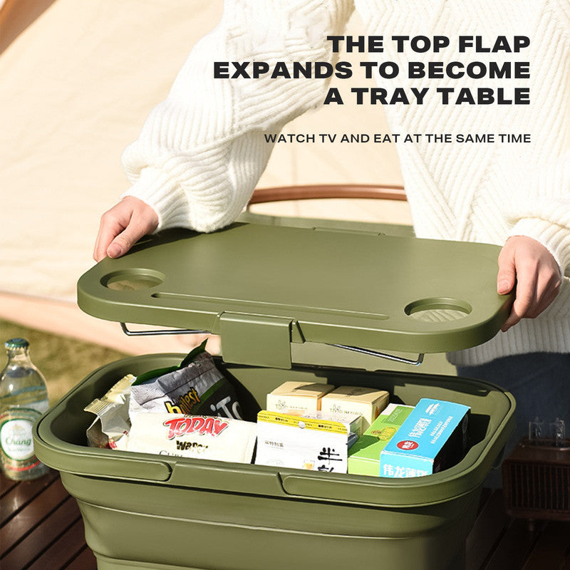 2in1 Folding Camping Storage Picnic Basket - Grey