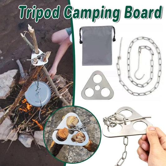 Outdoor Bonfire Rack Hanging Pot Picnic Fire Stand Stainless Steel Portable Foldable Tripod