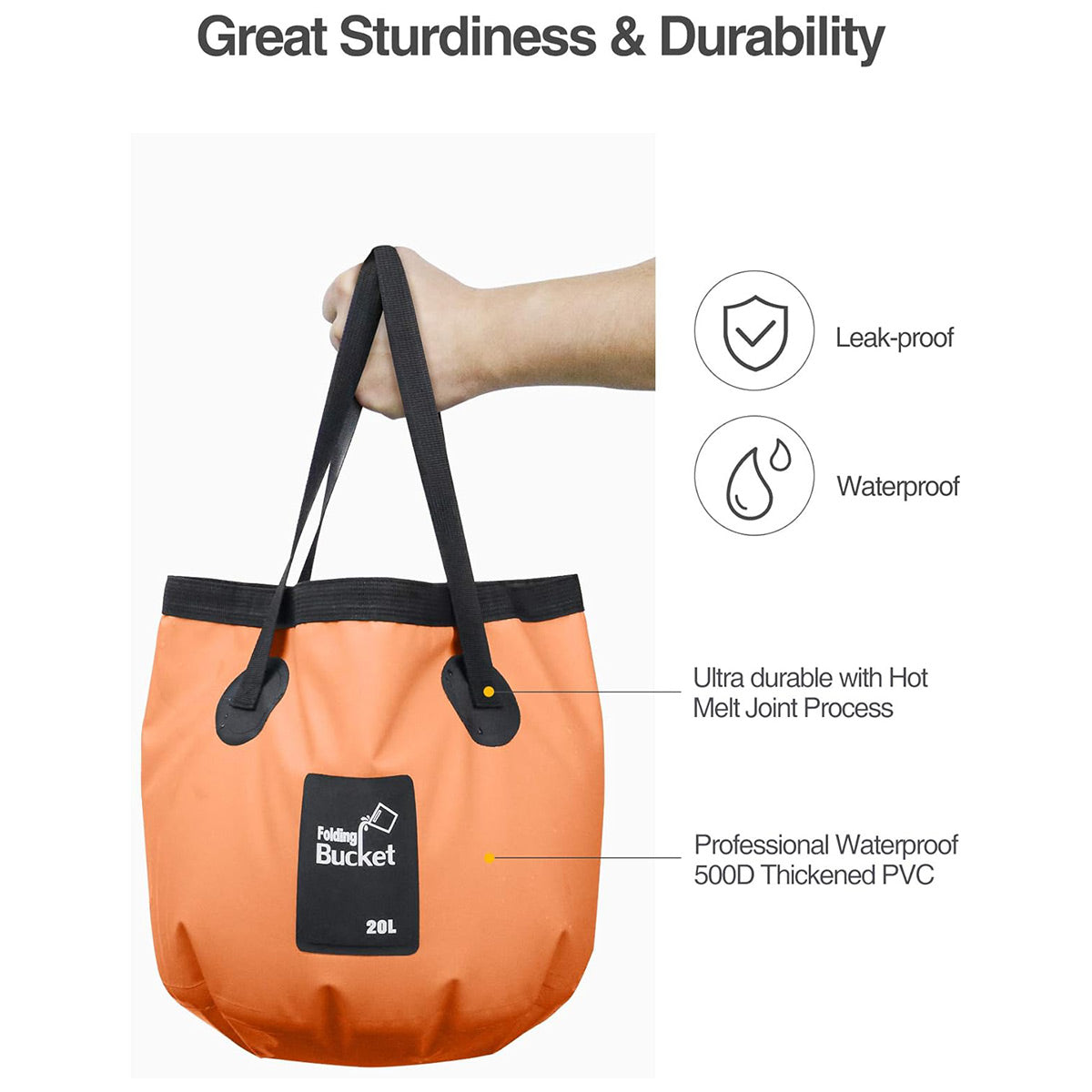 20L Portable Folding Bucket Water Container Camping Hiking Fishing Water Storage - Blue