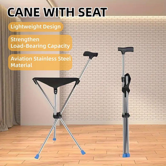 Stainless Steel Walking Stick with seat