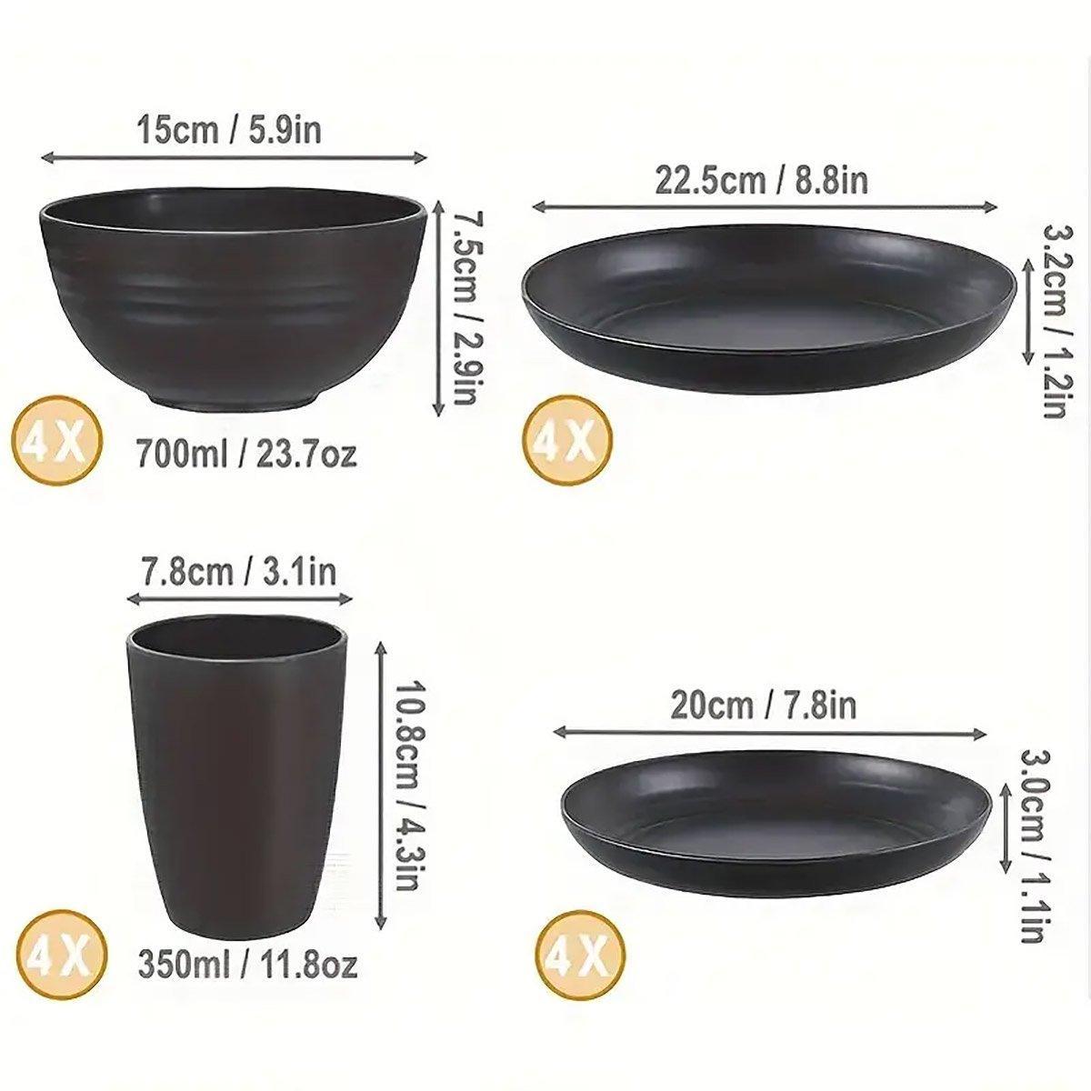Eco Friendly Camping Tableware set - black