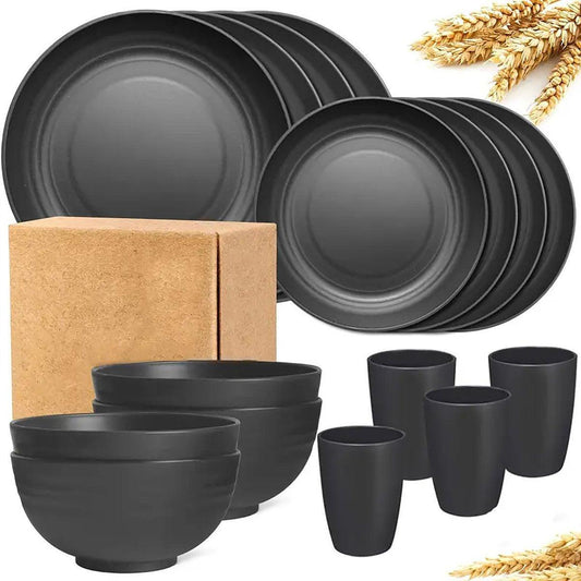 Eco Friendly Camping Tableware set - 16 pce black
