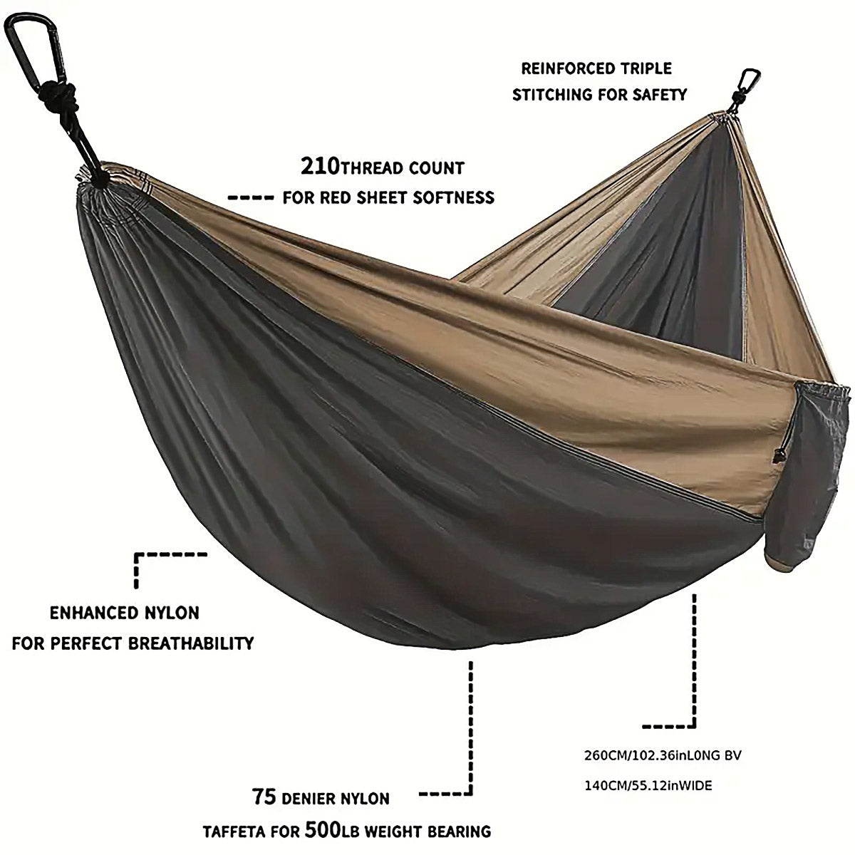 Outdoor Camping Hammock - Brown