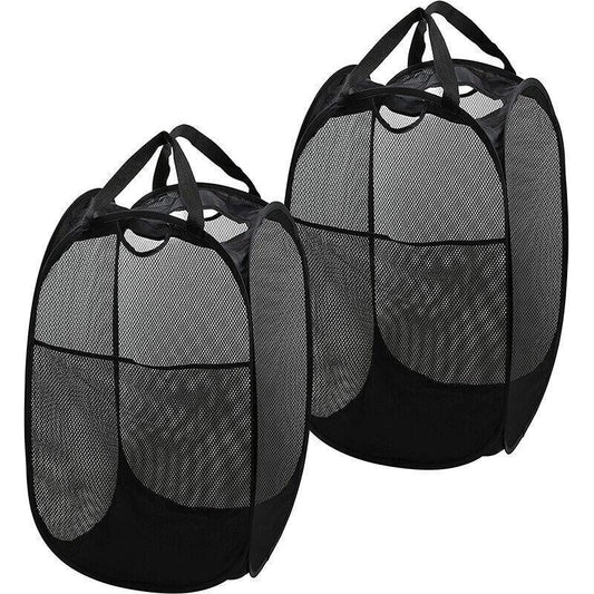 Foldable Mesh Laundry Basket x2