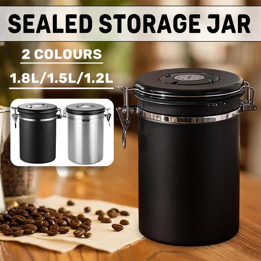 Sealed Airtight Coffee Storage Container - Silver - 1.5L