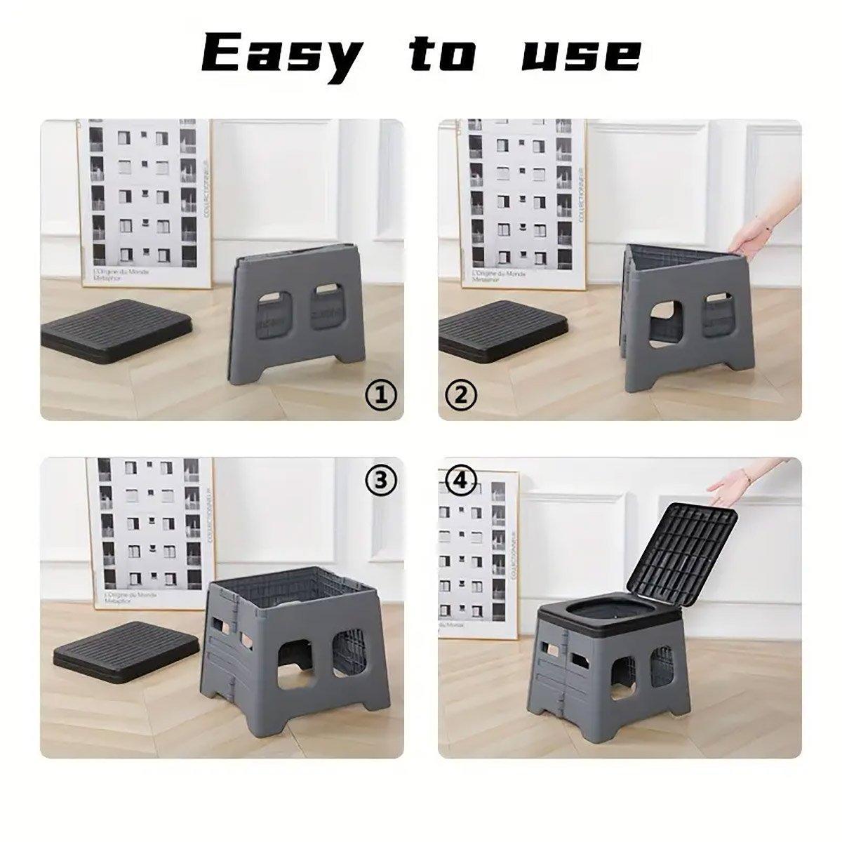 Outdoor Travel Toilet Folding Stool Seat - grey