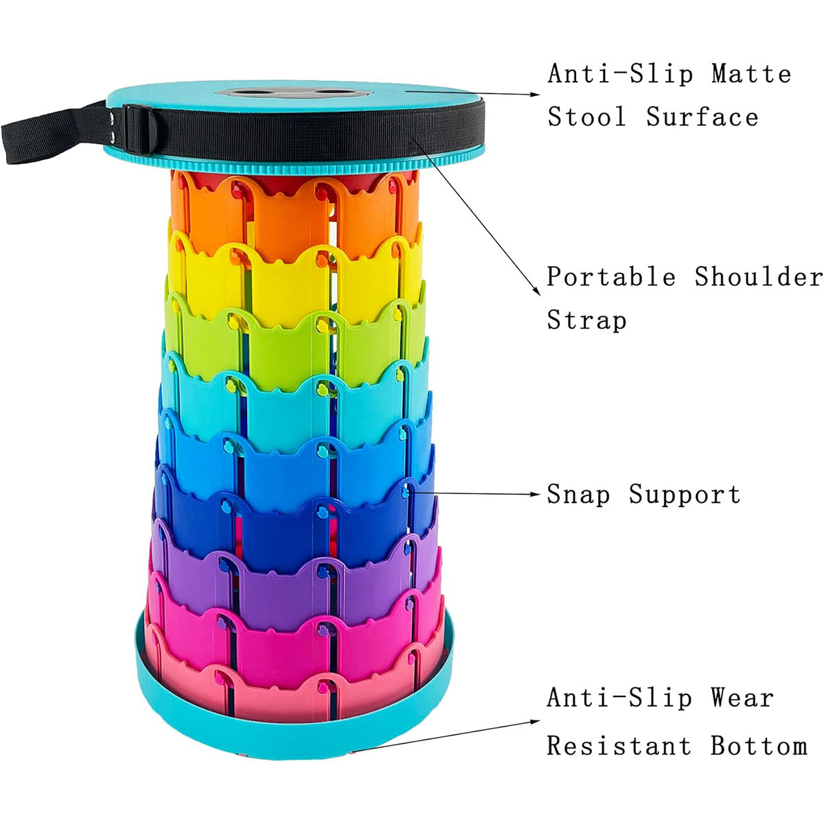 Rainbow Telescopic Folding Seat for Camping - Turquoise