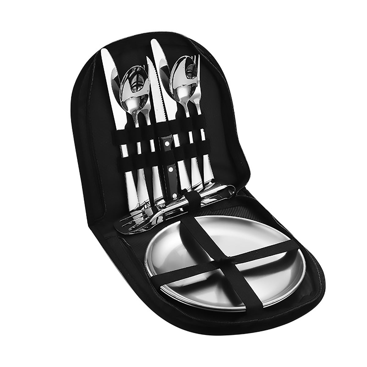 Camping Cutlery Set - 10 set 2 People - Black Carry case