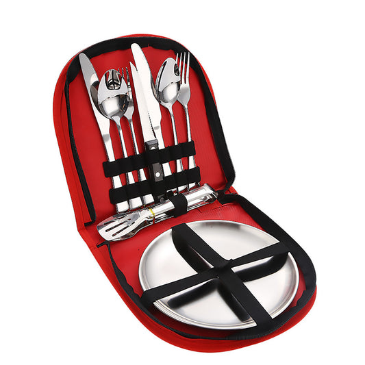 Camping Cutlery Set - 10 set 2 People - Red Carry case