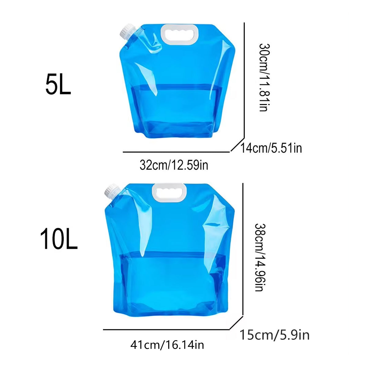 4pcs Folding Water Storage Bag Portable Bucket for Camping Hiking Outdoor Sports - Transparent