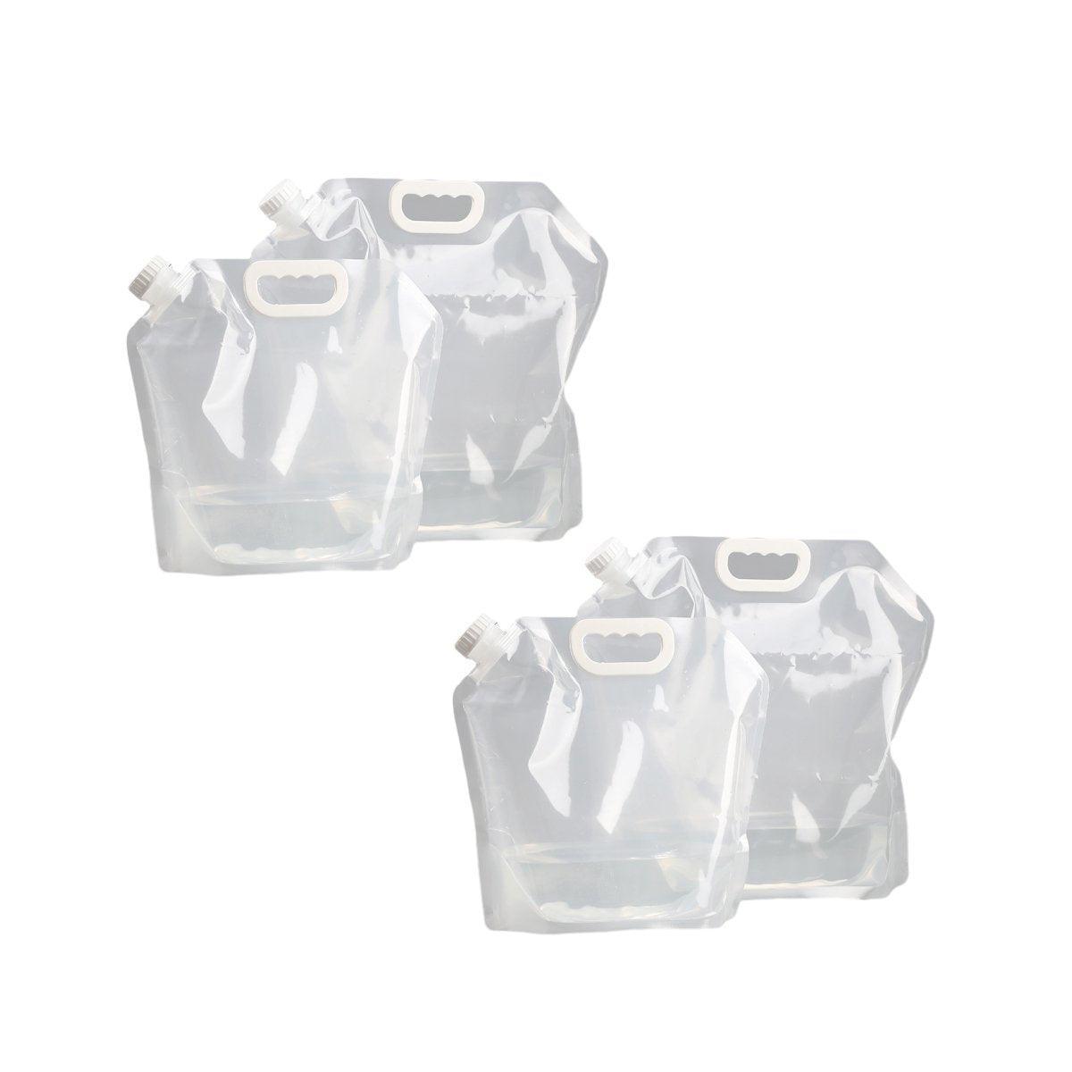 4pcs Folding Water Storage Bag Portable Bucket for Camping Hiking Outdoor Sports - Transparent