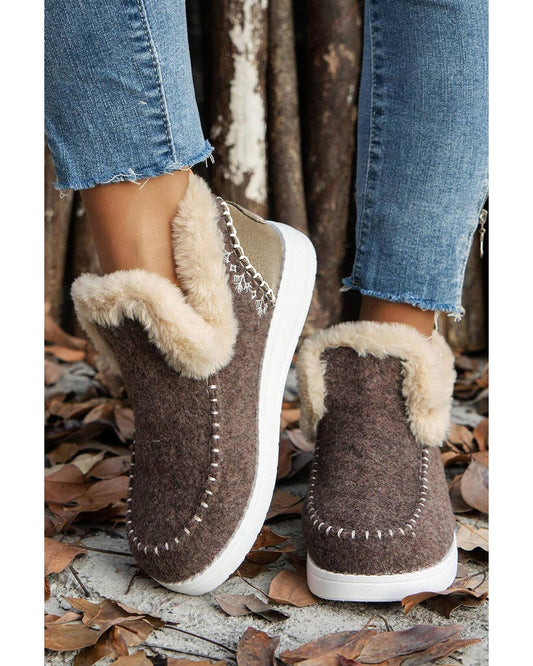 Moccassin style Anklet Warm Faux Suede Boots - 39 EU