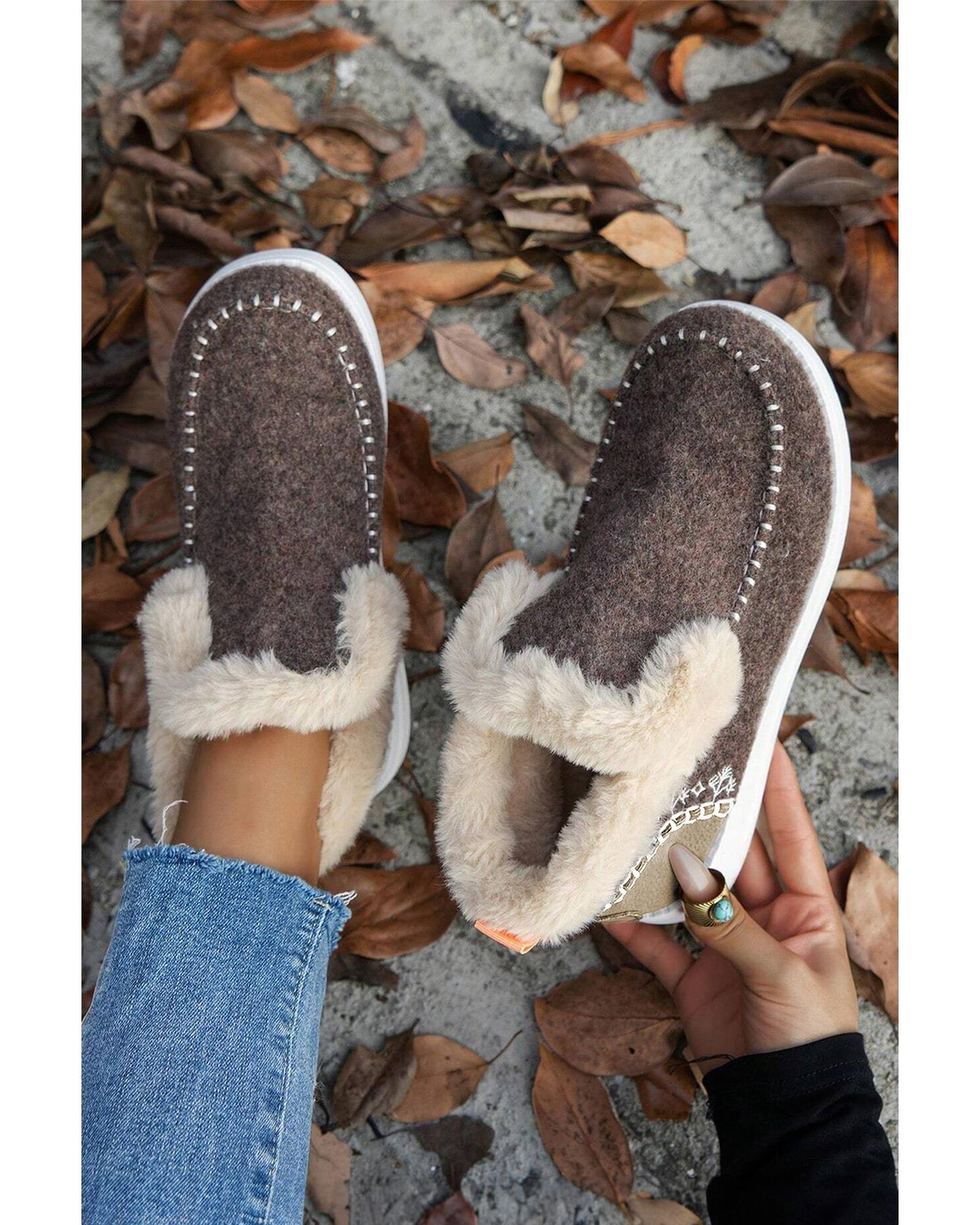 Moccassin style Anklet Warm Faux Suede Boots - 39 EU