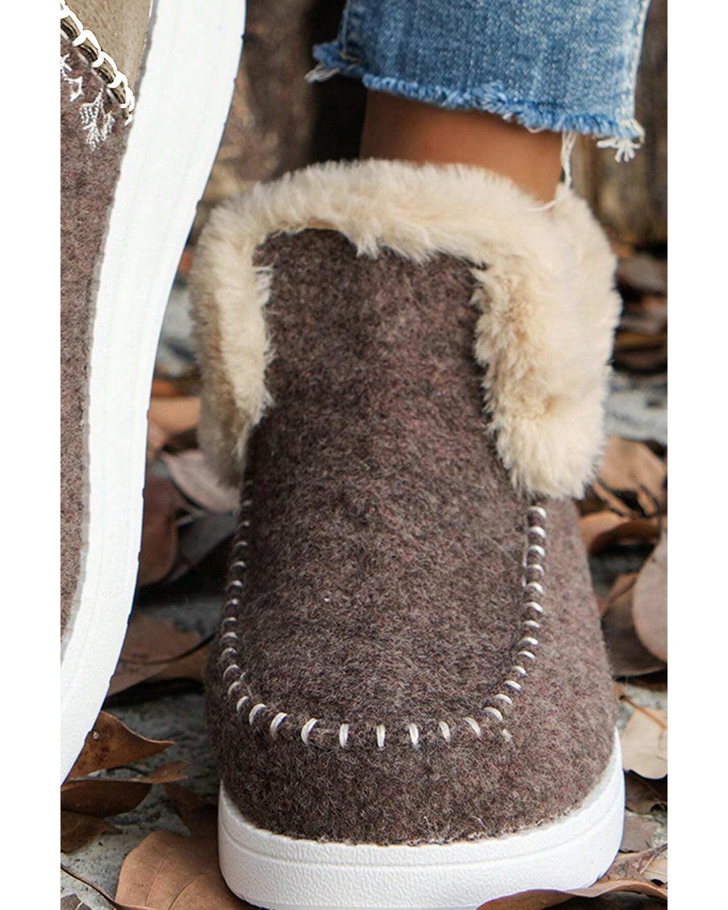 Moccassin style Anklet Warm Faux Suede Boots - 39 EU