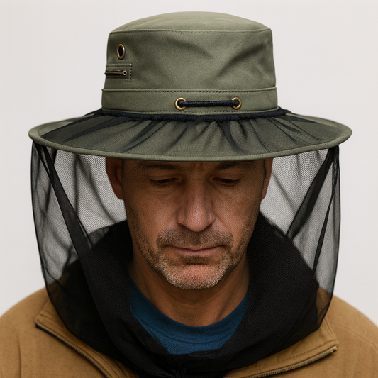 Deluxe MOSQUITO Hat NET Bees Bugs Mozzies protector