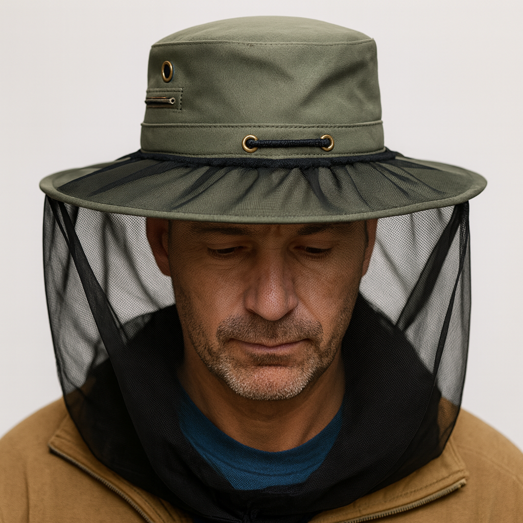 Deluxe MOSQUITO Hat NET Bees Bugs Mozzies protector