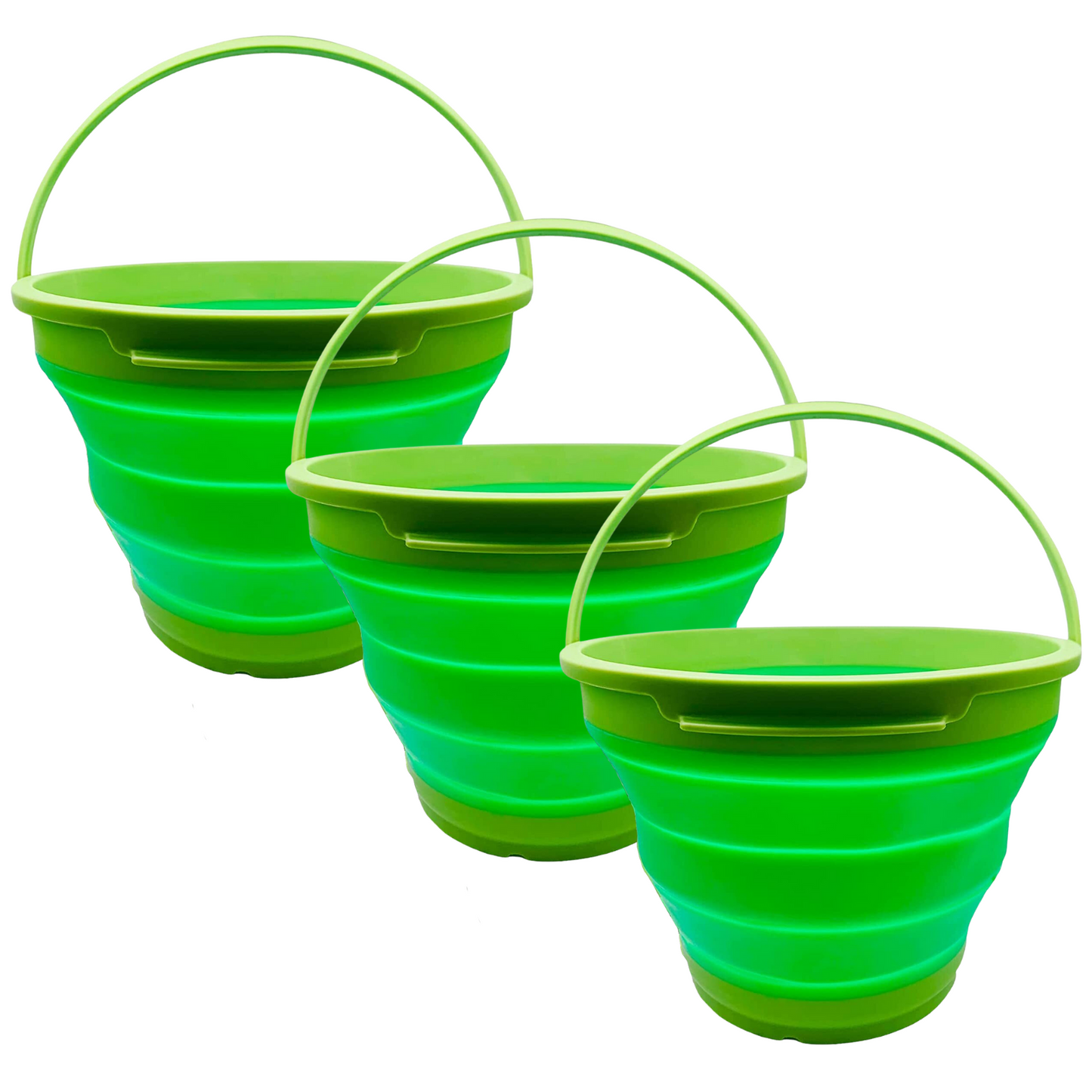 Collapsible Silicone Camping Bucket - Green