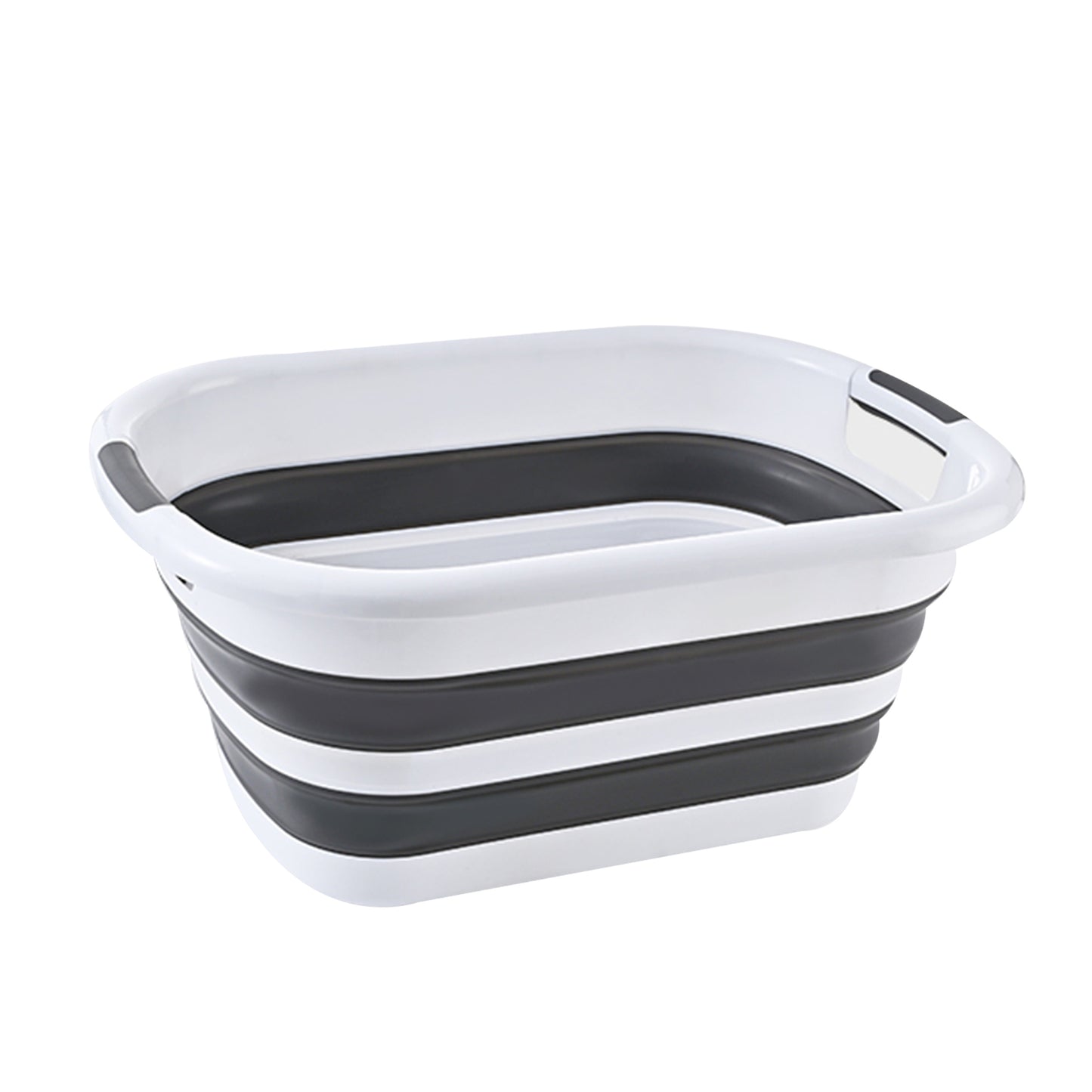 Collapsible Camping Basket Dish Tin Bin - 40L Grey/White