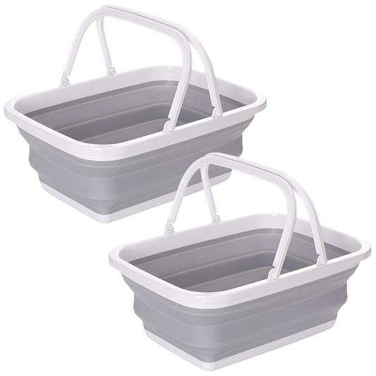 Collapsible 9L Camping Dishes  - Grey/White