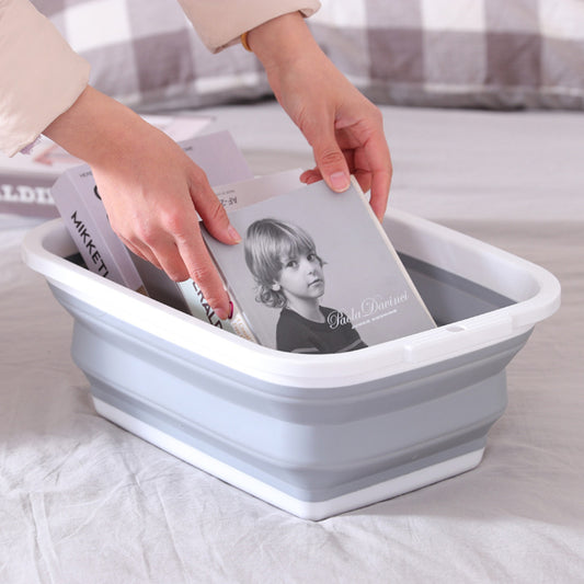 Collapsible 9L Camping Dishes  - Grey/White