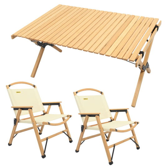 Bamboo Camping Table & Chair Set - Eco-friendly