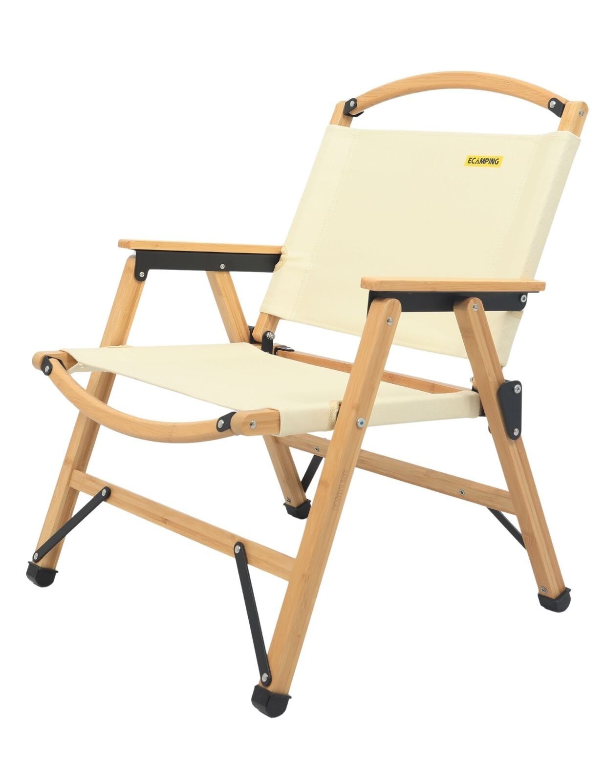 Bamboo & Canvas Camping Chairs & Rollup up table - Khaki/Beige