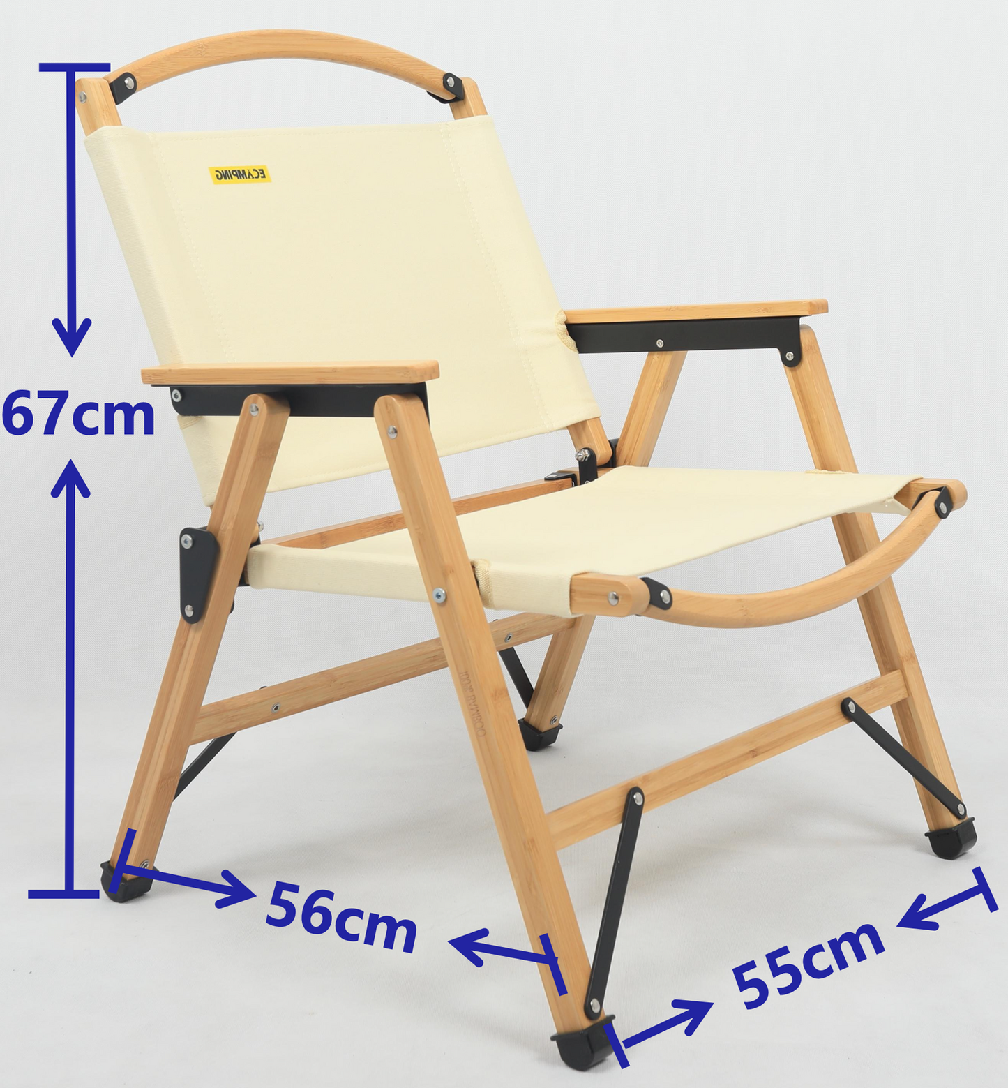 Bamboo & Canvas Camping Chairs & Rollup up table - Khaki/Beige