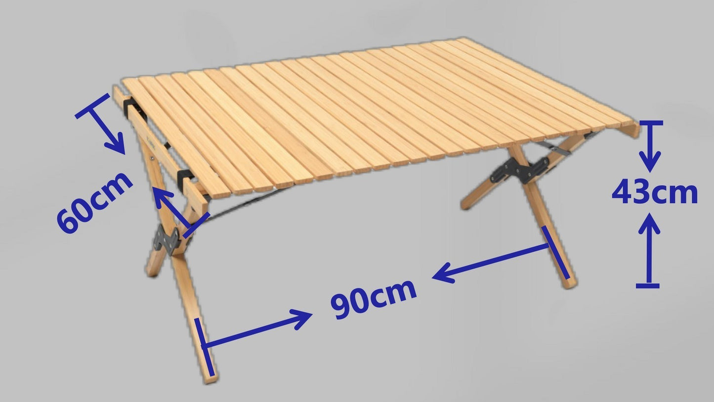 Bamboo & Canvas Camping Chairs & Rollup up table - Khaki/Beige
