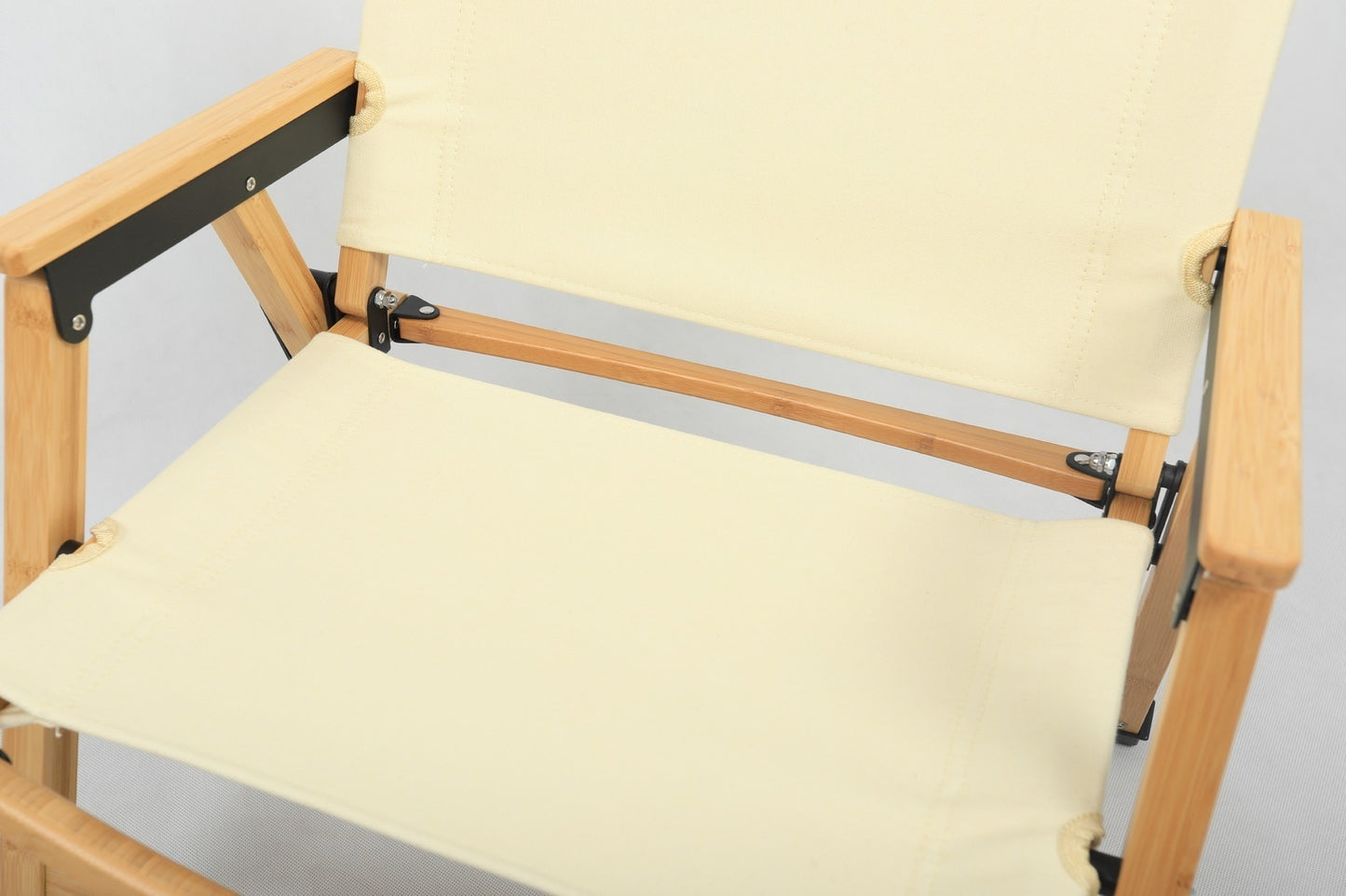 Bamboo & Canvas Camping Chairs & Rollup up table - Khaki/Beige