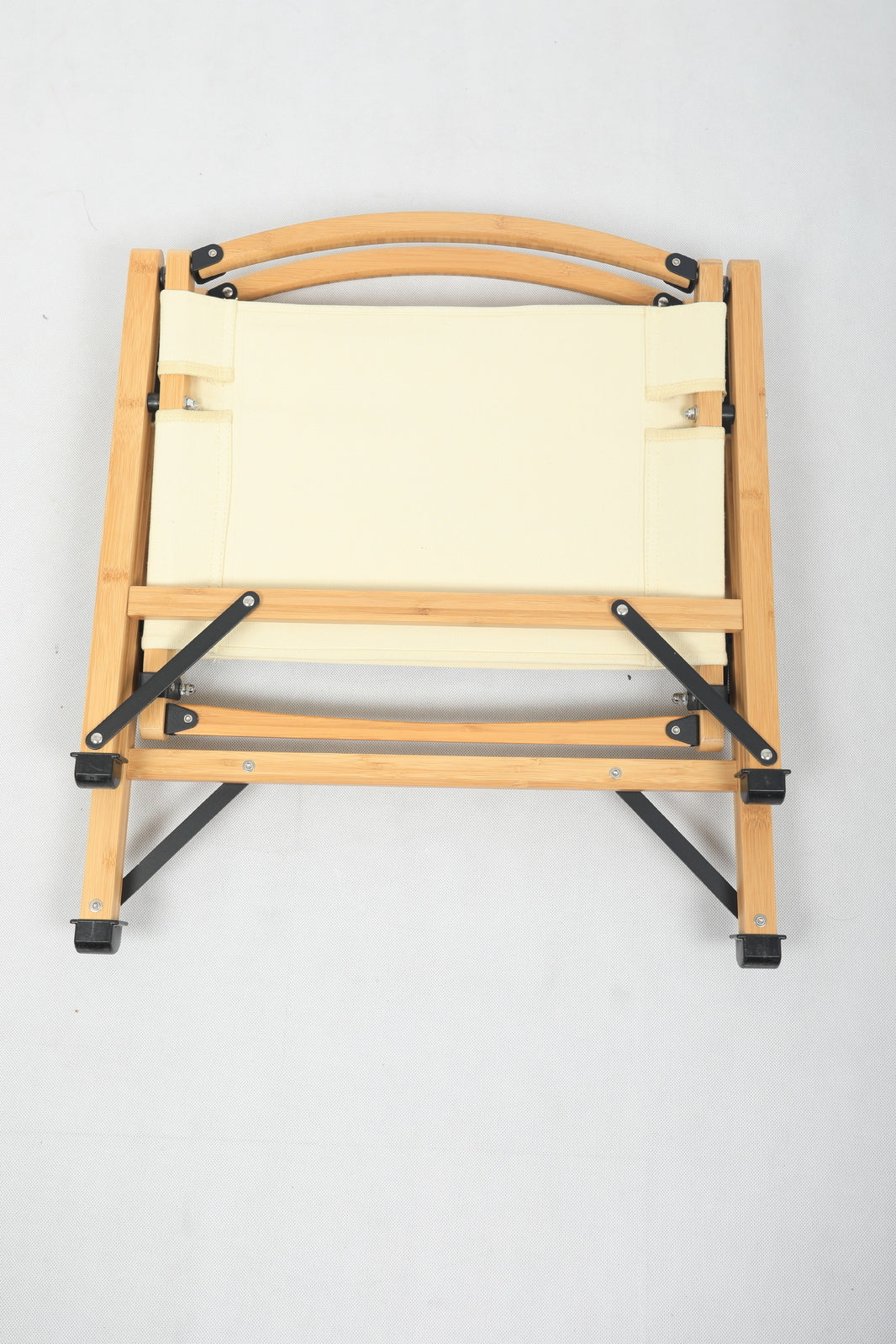 Bamboo Canvas Foldable Camping Chair - Khaki/Beige