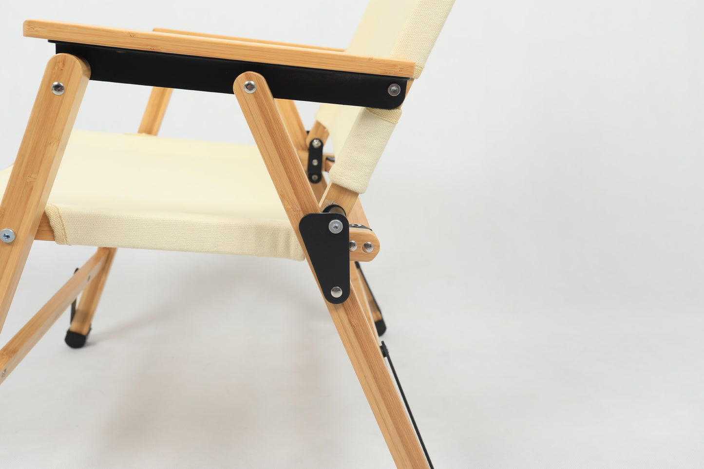 Bamboo Canvas Foldable Camping Chair - Khaki/Beige