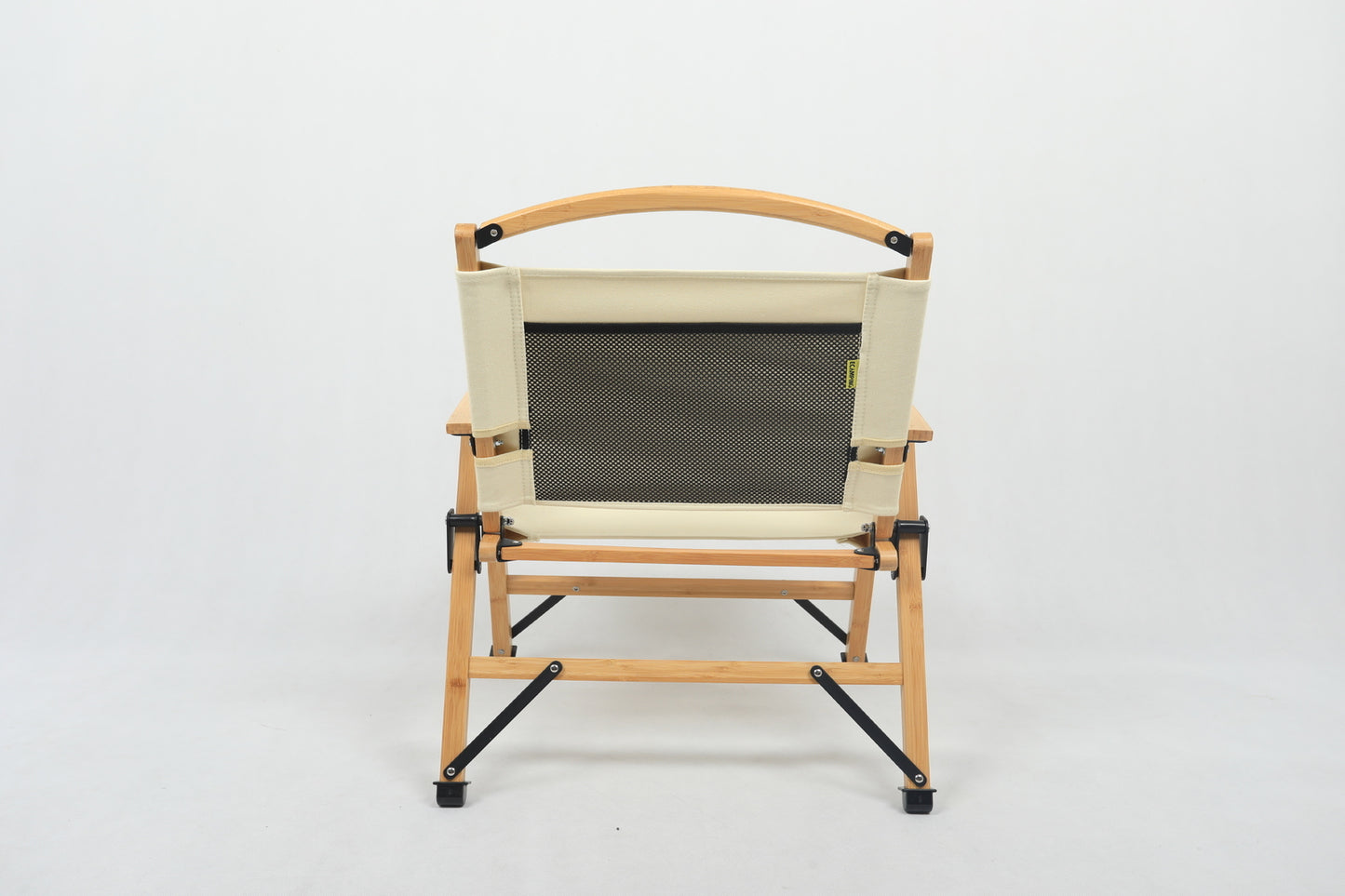 Bamboo Canvas Foldable Camping Chair - Khaki/Beige