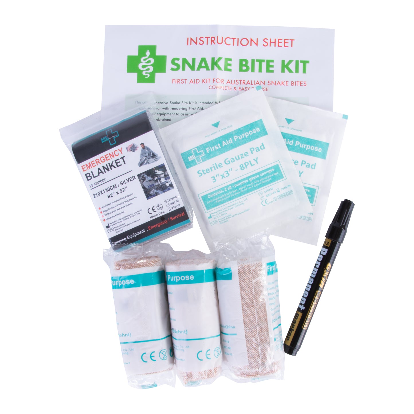 3x9 Piece Australian Snake Bite First Aid Kit - Free shipping