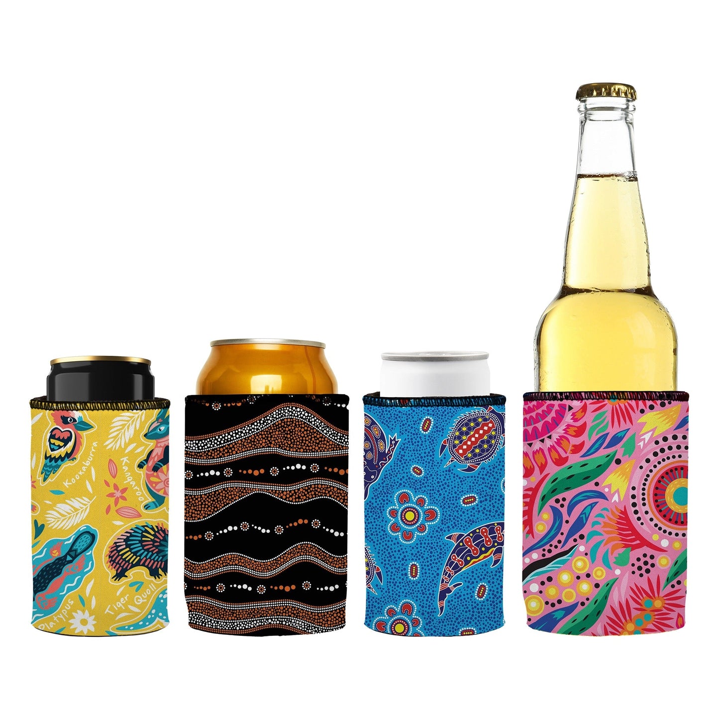 Australian Cultural Stubby Cooler 4-Pack - bottles