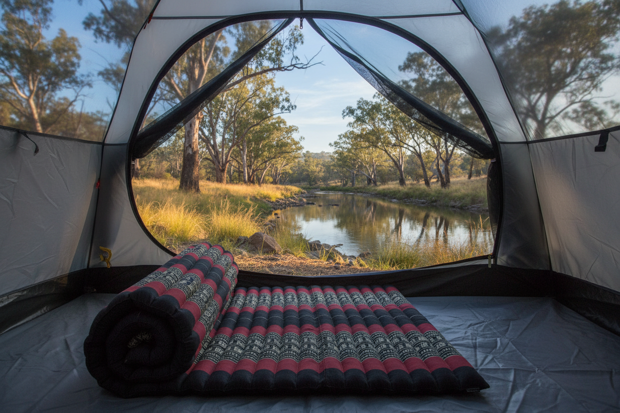 Roll Up Mattress Thai Kapok Foldout Mat - Red