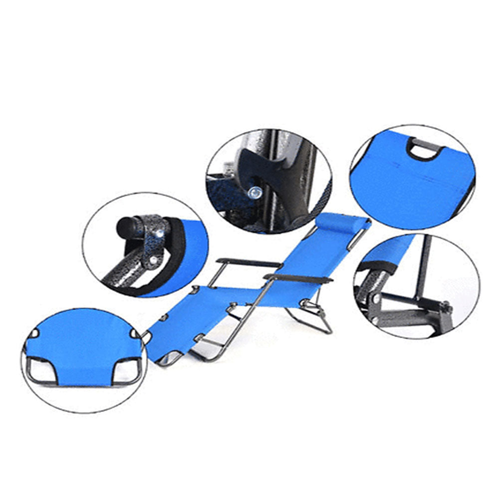 Folding Camping Recliner - Light Blue