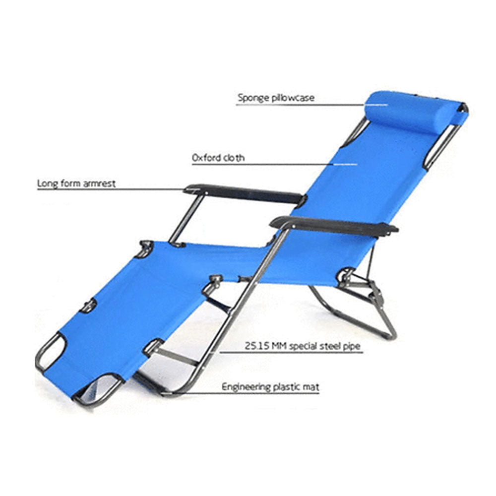 Folding Camping Recliner - Light Blue