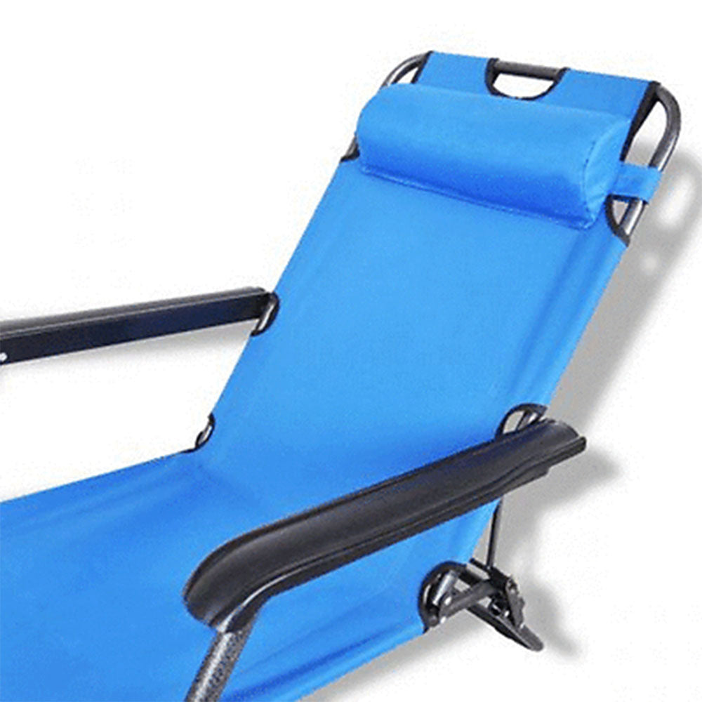 Folding Camping Recliner - Light Blue