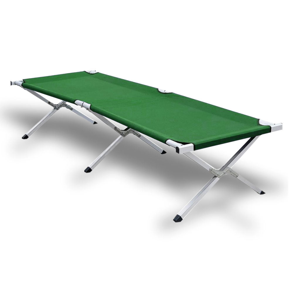 Folding Camping Stretcher Bed Light Weight w/ Carry Bag - green