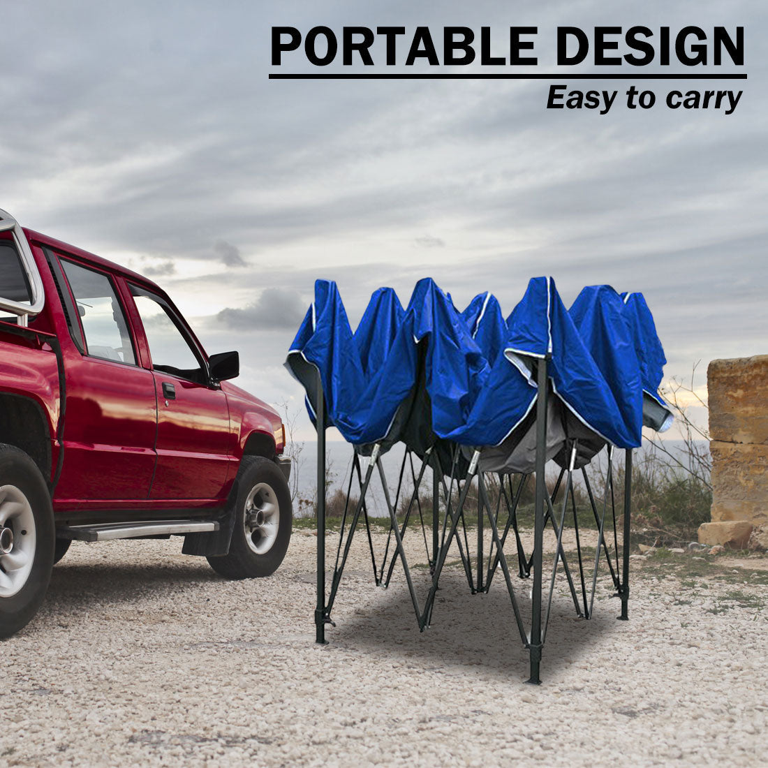 3x3m Pop Up Camping Marquee - Blue