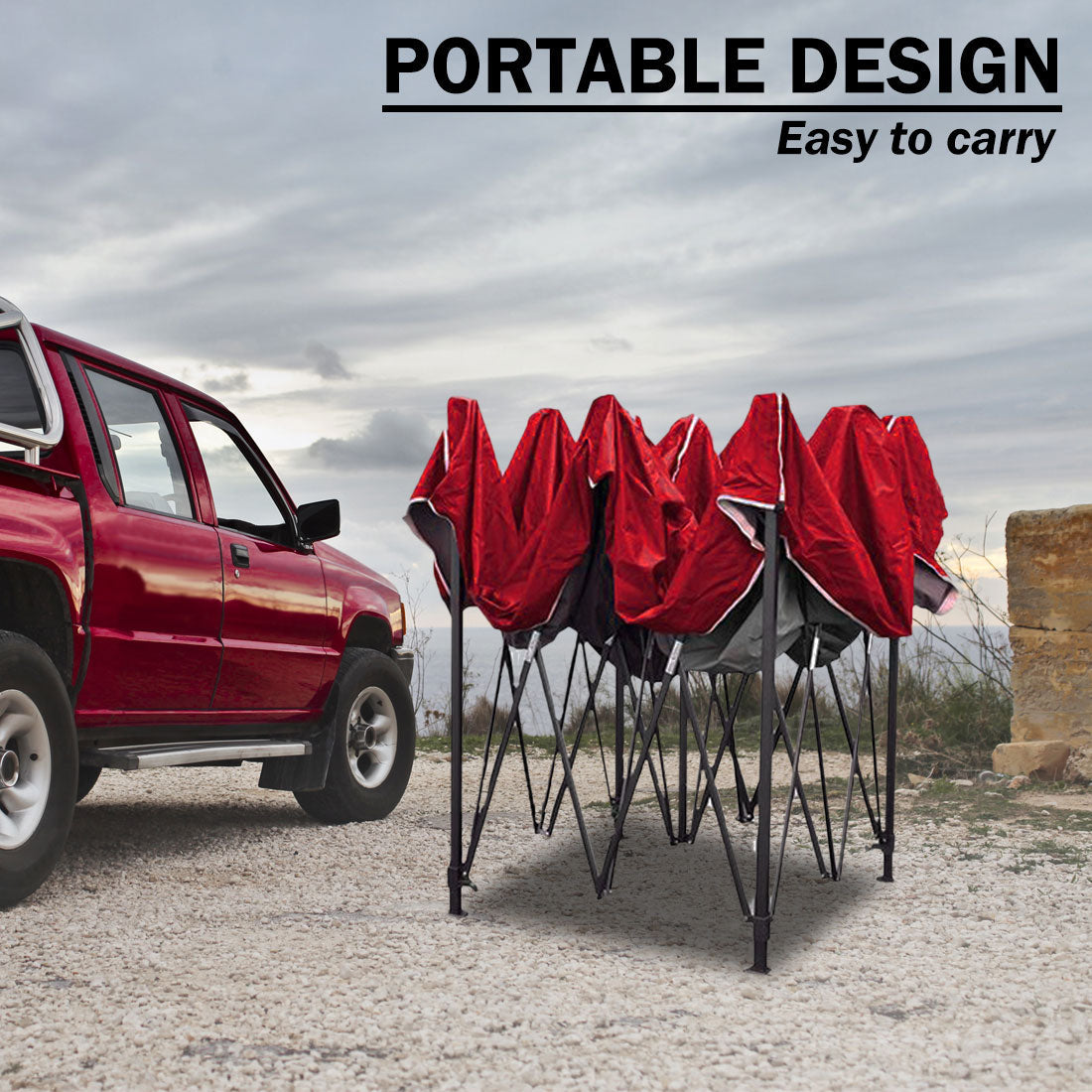 3x3m Pop Up Camping Marquee - Red