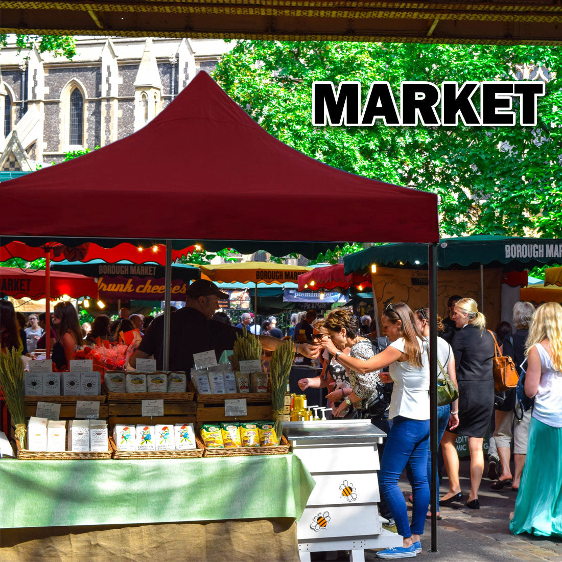 3x3m Pop Up Camping Marquee - Red